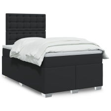vidaXL fekete műbőr rugós ágy matraccal 120 x 200 cm ágy és ágykellék