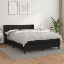 vidaXL fekete műbőr rugós ágy matraccal 140 x 190 cm ágy és ágykellék