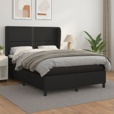 vidaXL fekete műbőr rugós ágy matraccal 140 x 190 cm ágy és ágykellék