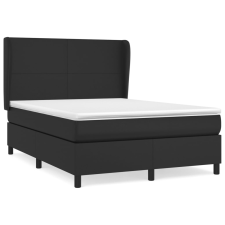 vidaXL fekete műbőr rugós ágy matraccal 140 x 190 cm (3128907) ágy és ágykellék