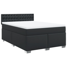 vidaXL fekete műbőr rugós ágy matraccal 140 x 190 cm (3286120) ágy és ágykellék