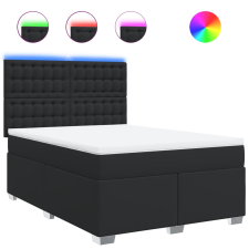 vidaXL fekete műbőr rugós ágy matraccal 140 x 190 cm (3293020) ágy és ágykellék