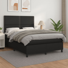 vidaXL fekete műbőr rugós ágy matraccal 140 x 200 cm ágy és ágykellék