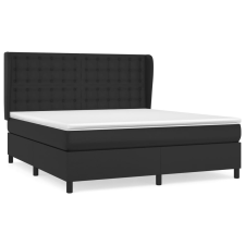 vidaXL fekete műbőr rugós ágy matraccal 160 x 200 cm (3129039) ágy és ágykellék