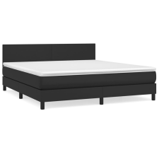 vidaXL fekete műbőr rugós ágy matraccal 160 x 200 cm (3141011) ágy és ágykellék