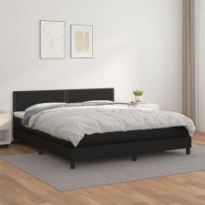 vidaXL fekete műbőr rugós ágy matraccal 180 x 200 cm ágy és ágykellék