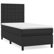 vidaXL fekete műbőr rugós ágy matraccal 80 x 200 cm (3142809) ágy és ágykellék