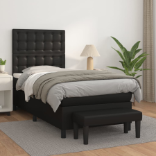 vidaXL fekete műbőr rugós ágy matraccal 90 x 200 cm ágy és ágykellék