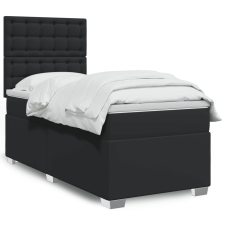 vidaXL fekete műbőr rugós ágy matraccal 90 x 200 cm ágy és ágykellék