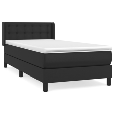 vidaXL fekete műbőr rugós ágy matraccal 90 x 200 cm (3130757) ágy és ágykellék