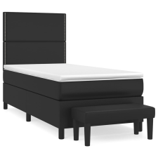 vidaXL fekete műbőr rugós ágy matraccal 90x190 cm (3137575) ágy és ágykellék