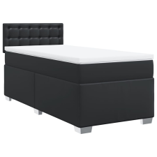 vidaXL fekete műbőr rugós ágy matraccal 90x190 cm (3286100) ágy és ágykellék