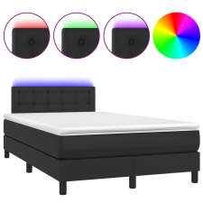 vidaXL fekete műbőr rugós ágy matraccal és LED-del 120x200 cm (3134213) ágy és ágykellék