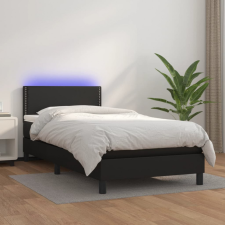vidaXL fekete műbőr rugós ágy matraccal és LED-del 80 x 200 cm ágy és ágykellék