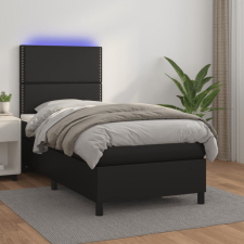 vidaXL fekete műbőr rugós ágy matraccal és LED-del 90x200 cm ágy és ágykellék
