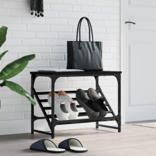 vidaXL Fekete műfa cipőtartó 60x30x45 cm bútor