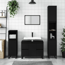 vidaXL fekete műfa mosdószekrény 80 x 33 x 60 cm fürdőszoba bútor