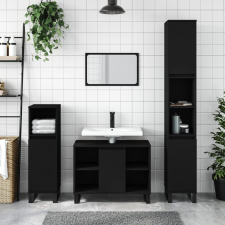 vidaXL Fekete műfa mosdószekrény 80 x 33 x 60 cm fürdőszoba bútor
