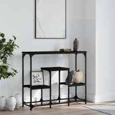 vidaXL fekete műfa tálalóasztal 89,5x28x76 cm bútor