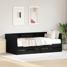 vidaXL Fekete Napágy Fiókokkal Fekete tölgy Furnérozott fa 75 x 190 cm ágy és ágykellék
