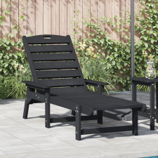 vidaXL Fekete Napozóágy 53x162x98.5 cm HDPE kerti bútor