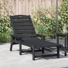 vidaXL Fekete Napozóágy 53x162x98.5 cm HDPE kerti bútor