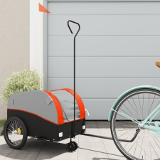 vidaXL fekete-narancssárga vas kerékpár-utánfutó 30 kg kerékpár utánfutó