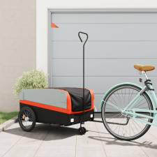vidaXL fekete-narancssárga vas kerékpár utánfutó 45 kg kerékpár utánfutó