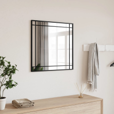 vidaXL Fekete négyzet alakú vas fali tükör 50 x 50 cm bútor