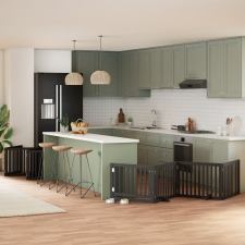 vidaXL fekete nyárfa 10 paneles összecsukható kutyakapu ajtóval 800 cm szállítóbox, fekhely kutyáknak