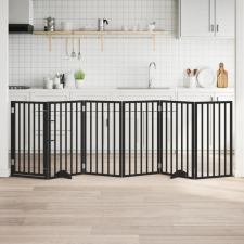 vidaXL fekete nyárfa 6 paneles összecsukható kutyakapu ajtóval 300 cm szállítóbox, fekhely kutyáknak