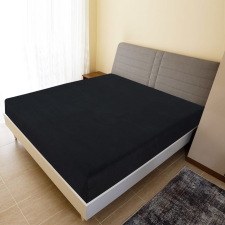 vidaXL Fekete pamutdzsörzé gumis lepedő 140 x 200 cm lakástextília