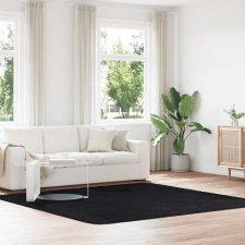 vidaXL fekete poliészter hosszú szálú bozontos szőnyeg 240x240 cm lakástextília