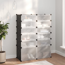 vidaXL fekete polipropilén cipőtartó 94 x 37 x 125 cm bútor