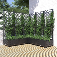 vidaXL fekete polipropilén rácsos kerti ültetőláda 120 x 120 x 121,5cm kerti dekoráció