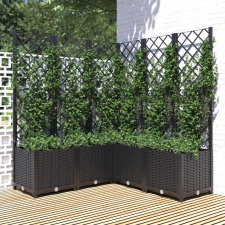 vidaXL fekete polipropilén rácsos kerti ültetőláda 120 x 120 x 136 cm kerti tárolás