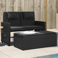 vidaXL fekete polyrattan dönthető kerti pad párnával kerti bútor