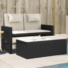 vidaXL fekete polyrattan dönthető kerti pad párnával kerti bútor