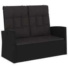vidaXL fekete polyrattan dönthető kerti pad párnával 118 cm (362185) kerti bútor