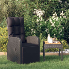 vidaXL fekete polyrattan dönthető kerti szék párnával kerti bútor