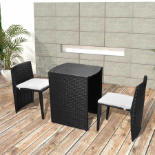 vidaXL fekete polyrattan erkély étkezőszett kerti bútor