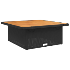 vidaXL fekete polyrattan és akácfa kerti asztal 110 x 110 x 71 cm (368272) kerti bútor