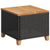 vidaXL fekete polyrattan és akácfa kerti asztal 45 x 45 x 37 cm (366325)