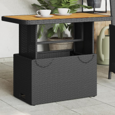 vidaXL fekete polyrattan és akácfa kerti asztal 90 x 55 x 71 cm kerti bútor