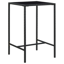 vidaXL fekete polyrattan és üveg kerti bárasztal 70 x 70 x 110 cm kerti bútor