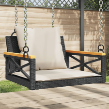 vidaXL fekete polyrattan hintapad párnákkal 63 x 62 x 40 cm hintaágy