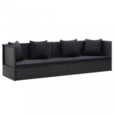 vidaXL fekete polyrattan kerti ágy ülő- és hátpárnával kerti bútor