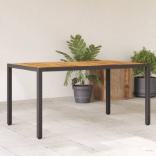 vidaXL Fekete polyrattan kerti asztal akácfa lappal 150 x 90 x 75 cm kerti bútor