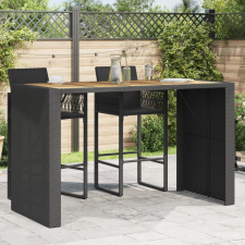 vidaXL fekete polyrattan kerti asztal akácfa lappal 185 x 80 x 110 cm kerti bútor