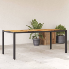 vidaXL Fekete polyrattan kerti asztal akácfa lappal 190 x 90 x 75 cm kerti bútor